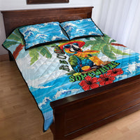 Funny Parrot Margarita Five O'clock Somewhere Quilt Bed Set