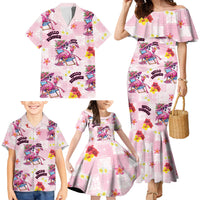 Hawaii Flamingo Hello Summer Family Matching Mermaid Dress and Hawaiian Shirt Hawaiian Quilt Pattern LT9 - Polynesian Pride