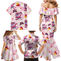 Hawaii Flamingo Hello Summer Family Matching Mermaid Dress and Hawaiian Shirt Hawaiian Quilt Pattern LT9 Mom's Dress Pink - Polynesian Pride
