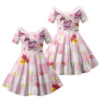 Hawaii Flamingo Hello Summer Family Matching Mermaid Dress and Hawaiian Shirt Hawaiian Quilt Pattern LT9 Daughter's Dress Pink - Polynesian Pride