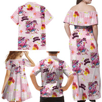 Hawaii Flamingo Hello Summer Family Matching Off Shoulder Maxi Dress and Hawaiian Shirt Hawaiian Quilt Pattern LT9 Mom's Dress Pink - Polynesian Pride