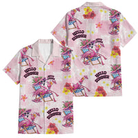 Hawaii Flamingo Hello Summer Family Matching Off Shoulder Maxi Dress and Hawaiian Shirt Hawaiian Quilt Pattern LT9 Dad's Shirt - Short Sleeve Pink - Polynesian Pride