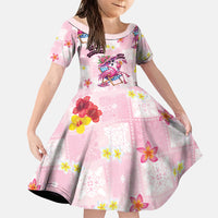 Hawaii Flamingo Hello Summer Family Matching Off Shoulder Short Dress and Hawaiian Shirt Hawaiian Quilt Pattern
