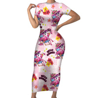 Hawaii Flamingo Hello Summer Family Matching Short Sleeve Bodycon Dress and Hawaiian Shirt Hawaiian Quilt Pattern