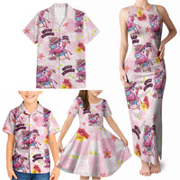 Hawaii Flamingo Hello Summer Family Matching Tank Maxi Dress and Hawaiian Shirt Hawaiian Quilt Pattern LT9 - Polynesian Pride