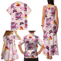 Hawaii Flamingo Hello Summer Family Matching Tank Maxi Dress and Hawaiian Shirt Hawaiian Quilt Pattern LT9 Mom's Dress Pink - Polynesian Pride