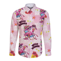 Hawaii Flamingo Hello Summer Long Sleeve Button Shirt Hawaiian Quilt Pattern