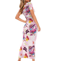 Hawaii Flamingo Hello Summer Short Sleeve Bodycon Dress Hawaiian Quilt Pattern