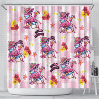 Hawaii Flamingo Hello Summer Shower Curtain Hawaiian Quilt Pattern