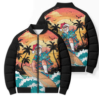 Vintage Santa Claus Surfing Summer Bomber Puffer Jacket Mele Kalikimaka i Iulai!