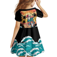 Vintage Santa Claus Surfing Summer Kid Short Sleeve Dress Mele Kalikimaka i Iulai!