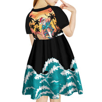 Vintage Santa Claus Surfing Summer Kid Short Sleeve Dress Mele Kalikimaka i Iulai! LT9 - Polynesian Pride