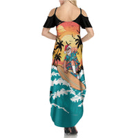 Vintage Santa Claus Surfing Summer Summer Maxi Dress Mele Kalikimaka i Iulai!