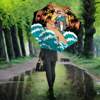 Vintage Santa Claus Surfing Summer Umbrella Mele Kalikimaka i Iulai!