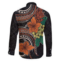 Vintage Hibiscus Pacific Floral Family Matching Long Sleeve Bodycon Dress and Hawaiian Shirt LT9 - Polynesian Pride