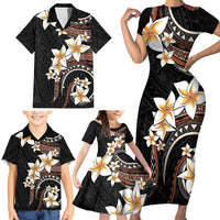 Vintage Plumeria Pacific Floral Family Matching Short Sleeve Bodycon Dress and Hawaiian Shirt LT9 - Polynesian Pride