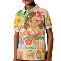 Kawaii Hula Girls Kid Polo Shirt Aloha Hibiscus Flowers