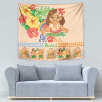 Kawaii Hula Girls Tapestry Aloha Hibiscus Flowers