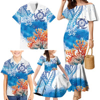 Hibiscus Turtle Tattoo Coral Reef Family Matching Mermaid Dress and Hawaiian Shirt with Polynesian Tribal LT9 - Polynesian Pride