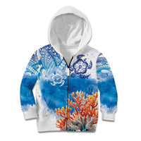 Hibiscus Turtle Tattoo Coral Reef Kid Hoodie with Polynesian Tribal