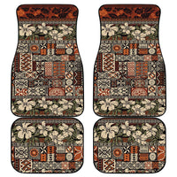 Pacific Hibiscus Tapa Tribal Vintage Car Mats Brown Motif