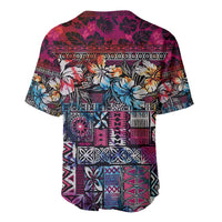 Pacific Hibiscus Tapa Tribal Vintage Baseball Jersey Pink Motif