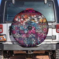 Pacific Hibiscus Tapa Tribal Vintage Spare Tire Cover Pink Motif