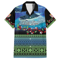 Personalised Fiji Viti Levu Family Matching Puletasi and Hawaiian Shirt Tagimoucia and Tapa Tribal Pattern LT9 Dad's Shirt - Short Sleeve Blue - Polynesian Pride