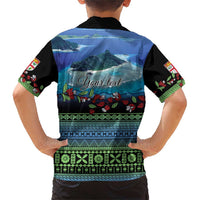 Personalised Fiji Viti Levu Family Matching Short Sleeve Bodycon Dress and Hawaiian Shirt Tagimoucia and Tapa Tribal Pattern LT9 - Polynesian Pride