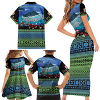 Personalised Fiji Viti Levu Family Matching Short Sleeve Bodycon Dress and Hawaiian Shirt Tagimoucia and Tapa Tribal Pattern LT9 - Polynesian Pride