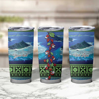 Personalised Fiji Viti Levu Tumbler Cup Tagimoucia and Tapa Tribal Pattern LT9 - Polynesian Pride