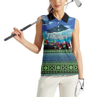 Personalised Fiji Viti Levu Women Sleeveless Polo Shirt Tagimoucia and Tapa Tribal Pattern LT9 - Polynesian Pride
