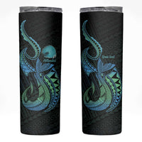 Personalised Hawaii Kure Atoll Skinny Tumbler Holaniku Coral Reef with Polynesian Tribal LT9 Blue - Polynesian Pride