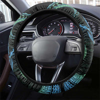 Hawaii Kure Atoll Steering Wheel Cover Holaniku Coral Reef with Polynesian Tribal