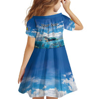 Personalised Palau Kayangel Atoll Family Matching Mermaid Dress and Hawaiian Shirt Turtle With Coral Reef Under Water