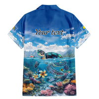 Personalised Palau Kayangel Atoll Family Matching Mermaid Dress and Hawaiian Shirt Turtle With Coral Reef Under Water
