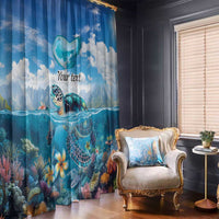 Personalised Palau Kayangel Atoll Window Curtain Turtle With Coral Reef Under Water