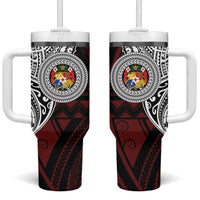 Personalised Tonga Constitution Day 1875 Tumbler With Handle Polynesian Tribal Tattoo