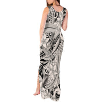 Polynesia Tank Maxi Dress Tribal Polynesian Spirit With Beige Pacific Flowers LT9 - Polynesian Pride