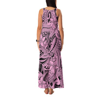 Polynesia Family Matching Tank Maxi Dress and Hawaiian Shirt Tribal Polynesian Spirit With Pink Pacific Flowers LT9 - Polynesian Pride