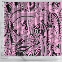 Polynesia Shower Curtain Tribal Polynesian Spirit With Pink Pacific Flowers LT9 - Polynesian Pride