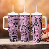 Pink Pacific Flowers Tribal Polynesian Spirit Tumbler With Handle
