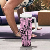 Pink Pacific Flowers Tribal Polynesian Spirit Tumbler With Handle