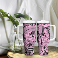Pink Pacific Flowers Tribal Polynesian Spirit Tumbler With Handle