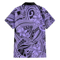 Polynesia Family Matching Summer Maxi Dress and Hawaiian Shirt Tribal Polynesian Spirit With Violet Pacific Flowers LT9 - Polynesian Pride