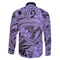 Polynesia Family Matching Summer Maxi Dress and Hawaiian Shirt Tribal Polynesian Spirit With Violet Pacific Flowers LT9 - Polynesian Pride