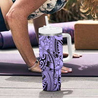 Violet Pacific Flowers Tribal Polynesian Spirit Tumbler With Handle