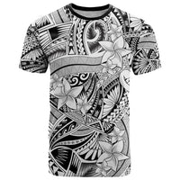 Polynesia T Shirt Tribal Polynesian Spirit With White Pacific Flowers LT9 White - Polynesian Pride