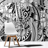 Polynesia Window Curtain Tribal Polynesian Spirit With White Pacific Flowers LT9 - Polynesian Pride