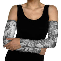 Polynesia Arm Sleeves Hibiscus Hawaiian Tribal Tattoo Retro Gray - Polynesian Pride